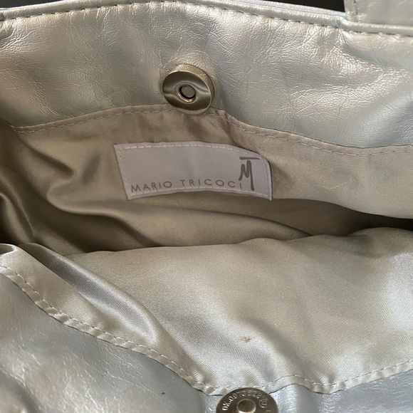 Mario Tricoci Silver Shiny Satin Glam Purse Bag - Picture 6 of 6